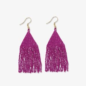 Ink & Alloy Lexie Solid Beaded Fringe Earrings Magenta